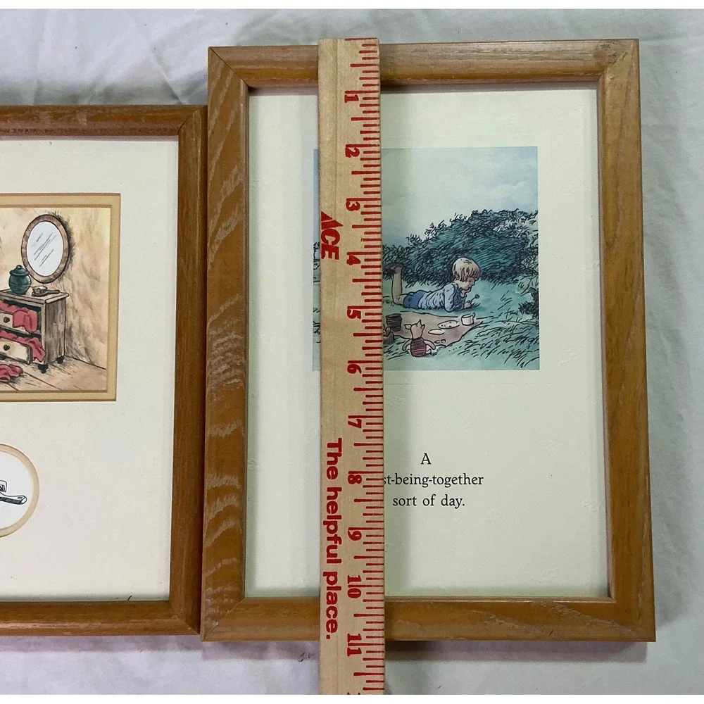 Disney Classic Pooh Framed Wall Art Set Christopher Robin Winnie the Pooh 2 Pc